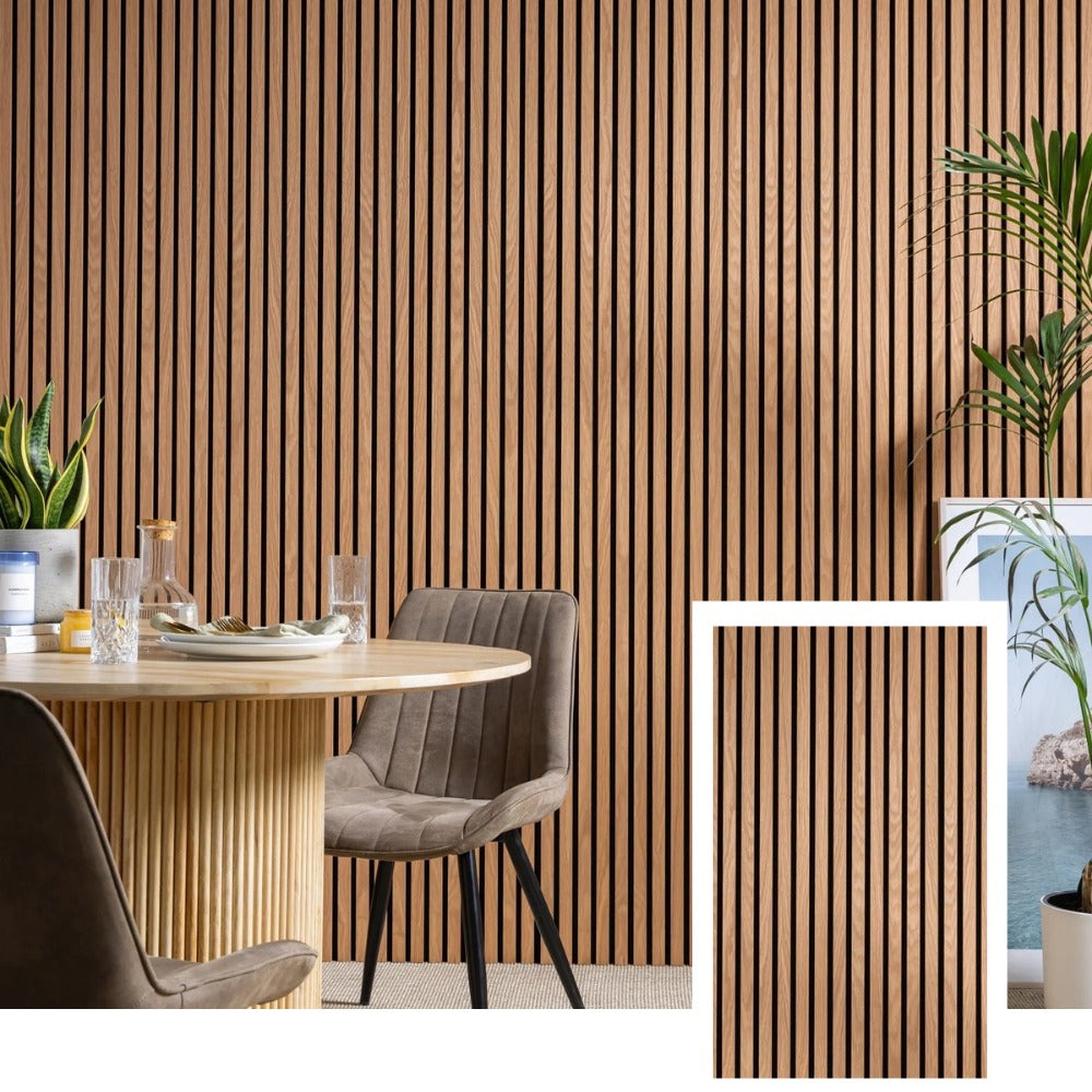 Vibe Panels™ Premium Acoustic Slat Panel — Natural Oak (2.7 × 1.10 m)